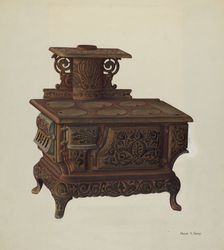 Coal Stove, c. 1940. Creator: Frank Gray