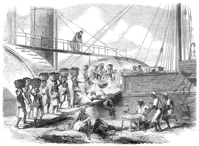 Coaling a Royal Mail steam-packet at Kingston, Jamaica, 1865. Creator: Unknown.