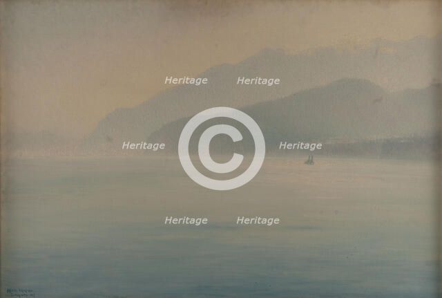 Coast of Sorrento, blue and silver, 1913. Creator: Henry Brokman.