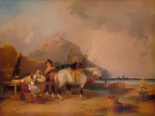 Coast Scene, with Figures and Horses c1841. Artist: William Shayer