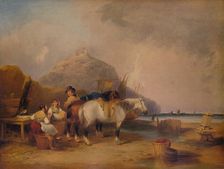 Coast Scene, with Figures and Horses c1841. Artist: William Shayer