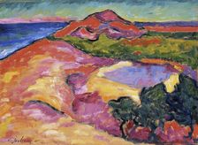 Coast scene with red hill 1911. Artist: Alexei Jawlensky