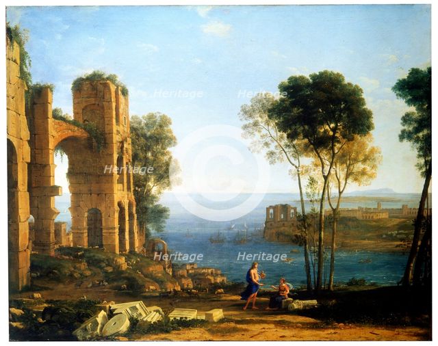 'Coast View with Apollo and the Cumaean Sibyl', between 1645 and 1649.  Artist: Claude Lorrain