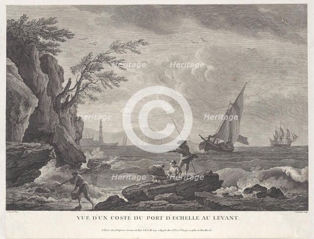 Coastal View of a Port City in the Levant, ca. 1770. Creator: Aveline.