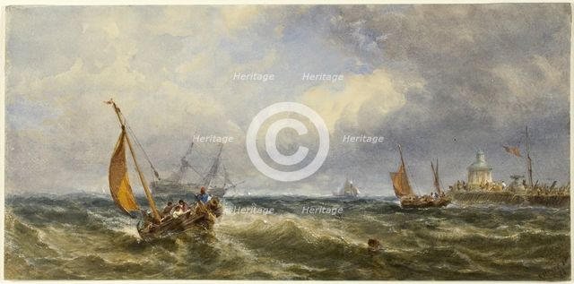 Coastal View with Shipping, 1864. Creator: Edwin Hayes.