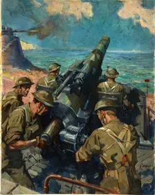 Coastal battery scene, World War II, c1939-c1945. Creator: Terence Tenison Cuneo