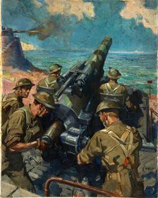Coastal battery scene, World War II, c1939-c1945. Creator: Terence Tenison Cuneo