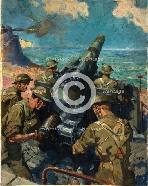 Coastal battery scene, World War II, c1939-c1945. Creator: Terence Tenison Cuneo.