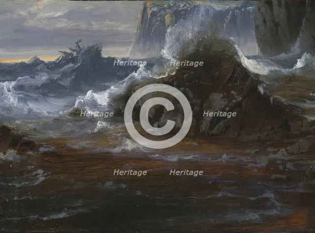 Coastal Cliffs in Stormy Weather, c1840-1880. Creator: Peder Balke.