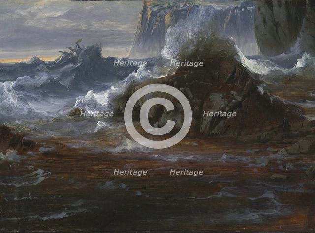 Coastal Cliffs in Stormy Weather, c1840-1880. Creator: Peder Balke.