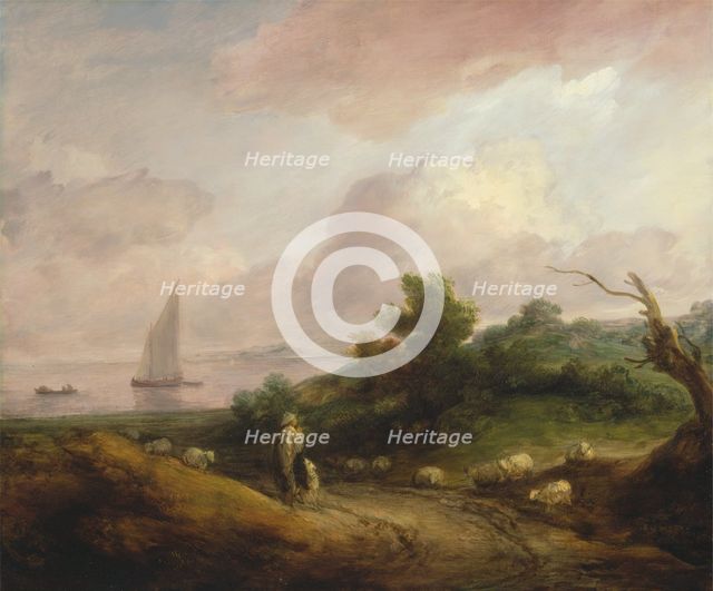 Coastal Landscape with a Shepherd and His Flock, between 1783 and 1784. Creator: Thomas Gainsborough.