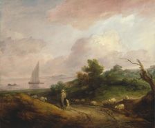 Coastal Landscape with a Shepherd and His Flock, between 1783 and 1784. Creator: Thomas Gainsborough