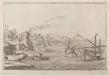Coastal Landscape with Anchored Vessels, 1638. Creator: Ercole Bazicaluva