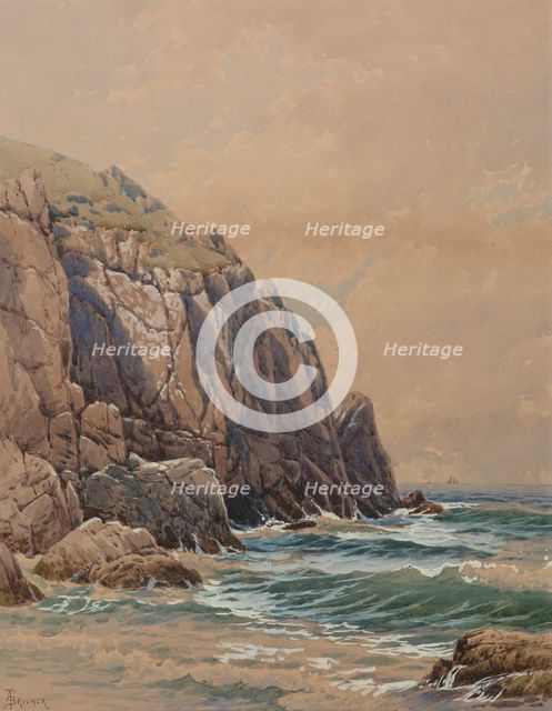 Coastal Scene, Cliffs and Sea, between 1860 and 1908. Creator: Alfred Thompson Bricher.