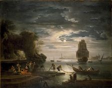 Coastal Scene (La nuit), 1750s. Artist: Claude-Joseph Vernet