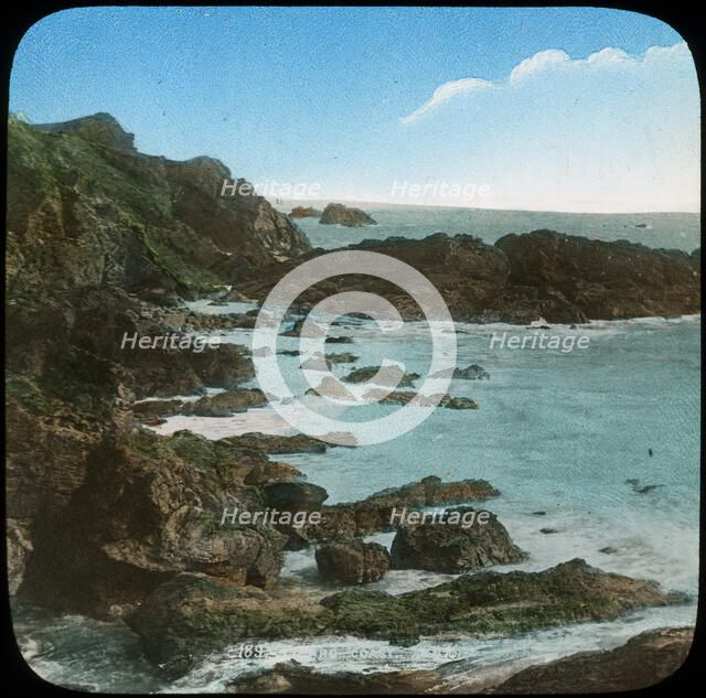 Coastal scene near the Lizard, Cornwall, late 19th or early 20th century. Artist: Church Army Lantern Department