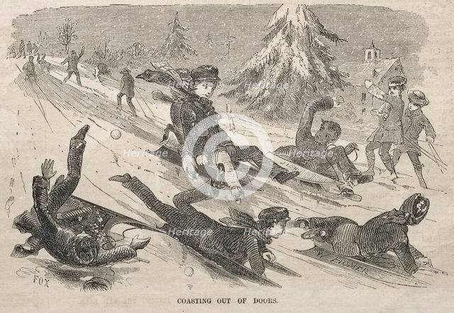 Coasting Out of Doors, 1857. Creator: Winslow Homer (American, 1836-1910).