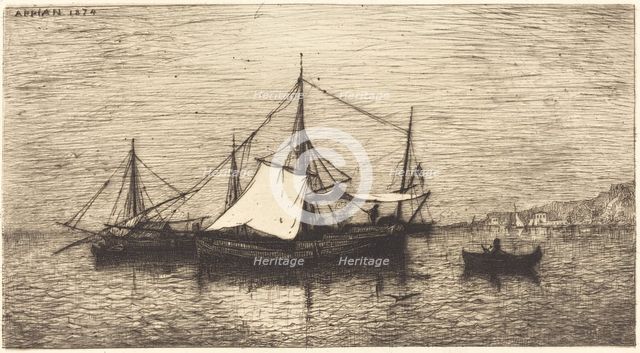 Coasting Trade Vessels, Italy, 1874. Creator: Adolphe Appian.
