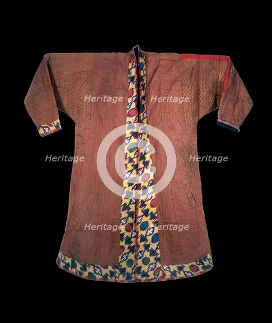 Coat with buta pattern lining and ikat edges, 1801-1869. Artist: Unknown.