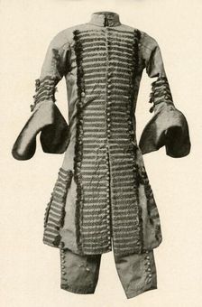 Coat and breeches of silk trimmed with fancy braid c1680, (1937). Creator: Unknown