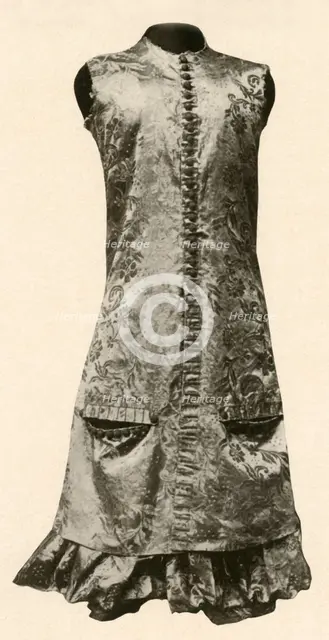 'Coat and full breeches of dark red flowered silk', 1681, (1937). Creator: Unknown.