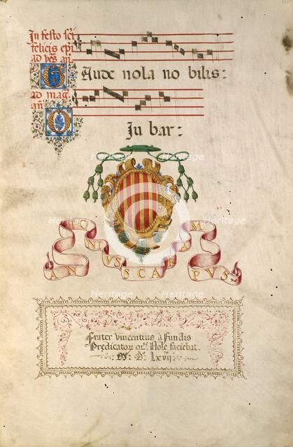 Coat of Arms; Missal of Bishop Antonio Scarampi, 1567. Creator: Fra Vincentius a Fundis.
