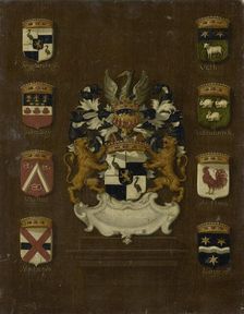 Coat of Arms of Jan van Reyersbergh with its eight quarterings, 1650-1699. Creator: Anon