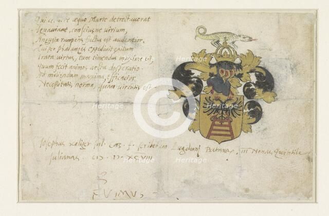 Coat of arms of Josephus Justus Scaliger, 1598. Creator: Anon.