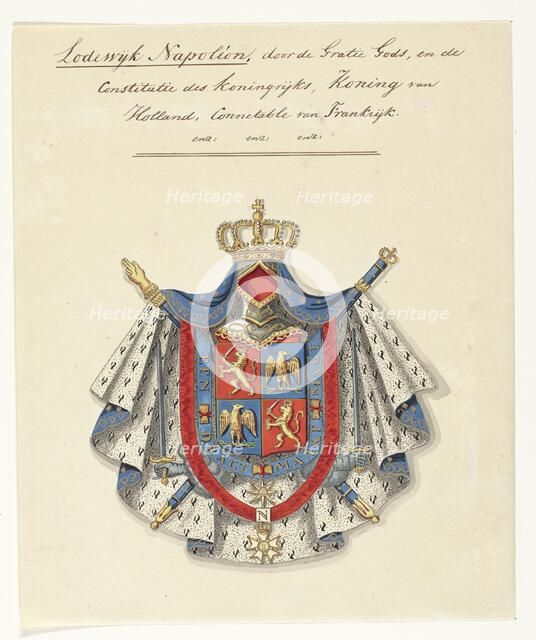 Coat of arms of Lodewijk Napoleon Bonaparte, King of Holland, 1807. Creator: Anon.