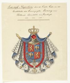 Coat of arms of Lodewijk Napoleon Bonaparte, King of Holland, 1807. Creator: Anon