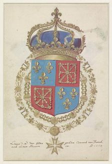 Coat of arms of Louis XIV, King of France, 1668. Creator: Anon