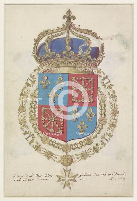 Coat of arms of Louis XIV, King of France, 1668. Creator: Anon.