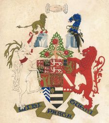 Coat of arms of Stiyleman le Strange, mid 19th century. Creator: Henry L'Estrange Styleman Le Strange