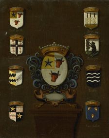 Coat of Arms of Sara van Os, Wife of Jan van Reyersbergh with its eight quarterings, 1650-1699. Creator: Anon
