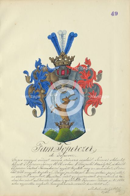 Coat of arms of the Topercer family, 1904-1910. Creator: Adolf Medzihradsky.