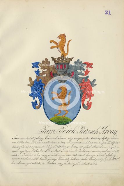 Coat of arms of the Torok-Turcsek family, 1904-1910. Creator: Adolf Medzihradsky.