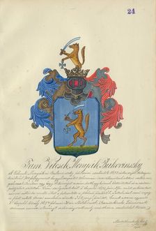 Coat of arms of the Vilcek, Monak, Bukovinska families, 1904. Creator: Adolf Medzihradsky