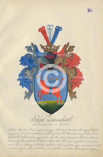 Coat of arms of the Zmeskalova family, 1904. Creator: Adolf Medzihradsky.