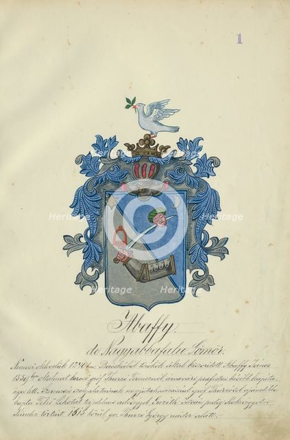 Coat of arms of the Abaffy family, 1904-1910. Creator: Adolf Medzihradsky.