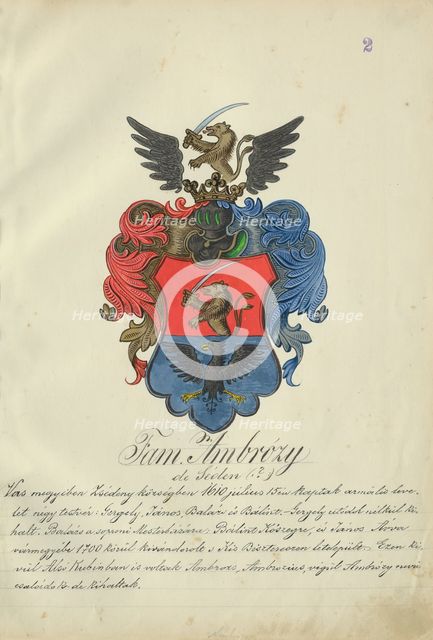 Coat of arms of the Ambrozy family, 1904-1910. Creator: Adolf Medzihradsky.