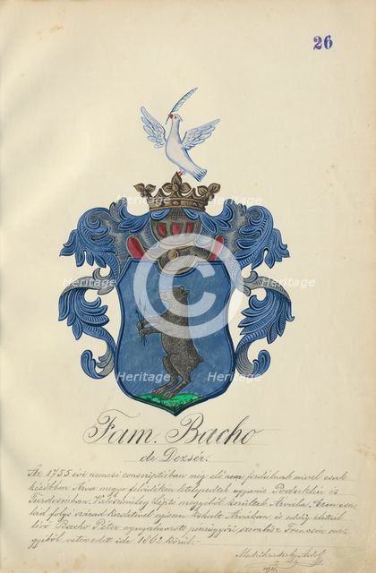 Coat of arms of the Bach family, 1904-1910. Creator: Adolf Medzihradsky.