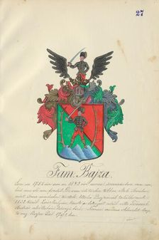 Coat of arms of the Bajz family, 1904-1910. Creator: Adolf Medzihradsky