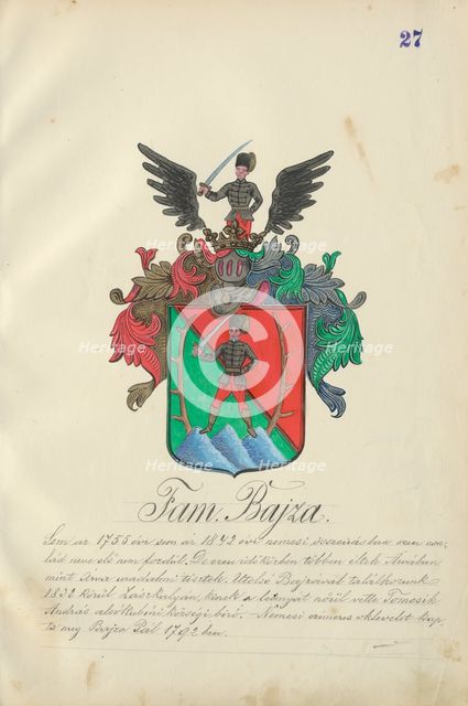 Coat of arms of the Bajz family, 1904-1910. Creator: Adolf Medzihradsky.