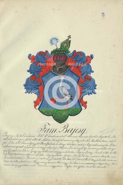 Coat of arms of the Bajcsy family, 1904. Creator: Adolf Medzihradsky.