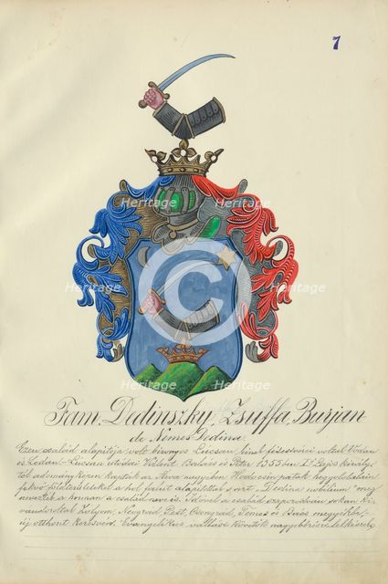 Coat of arms of the Dedinska family, 1904-1910. Creator: Adolf Medzihradsky.