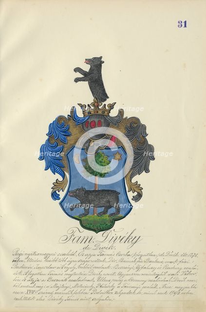 Coat of arms of the Divéky family, 1904. Creator: Adolf Medzihradsky.