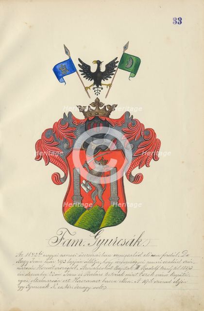 Coat of arms of the Durcak family, 1904-1910. Creator: Adolf Medzihradsky.