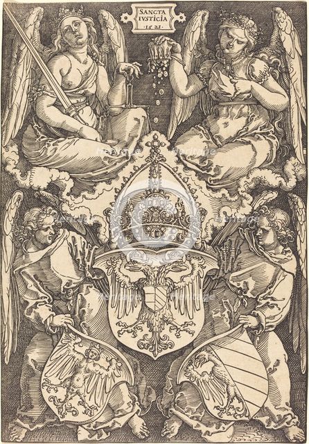 Coat of Arms of the German Empire and Nuremberg City, 1521. Creator: Albrecht Durer.