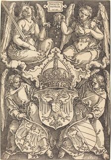 Coat of Arms of the German Empire and Nuremberg City, 1521. Creator: Albrecht Durer