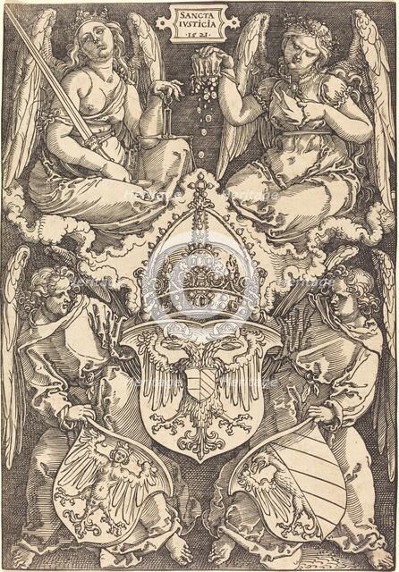 Coat of Arms of the German Empire and Nuremberg City, 1521. Creator: Albrecht Durer.